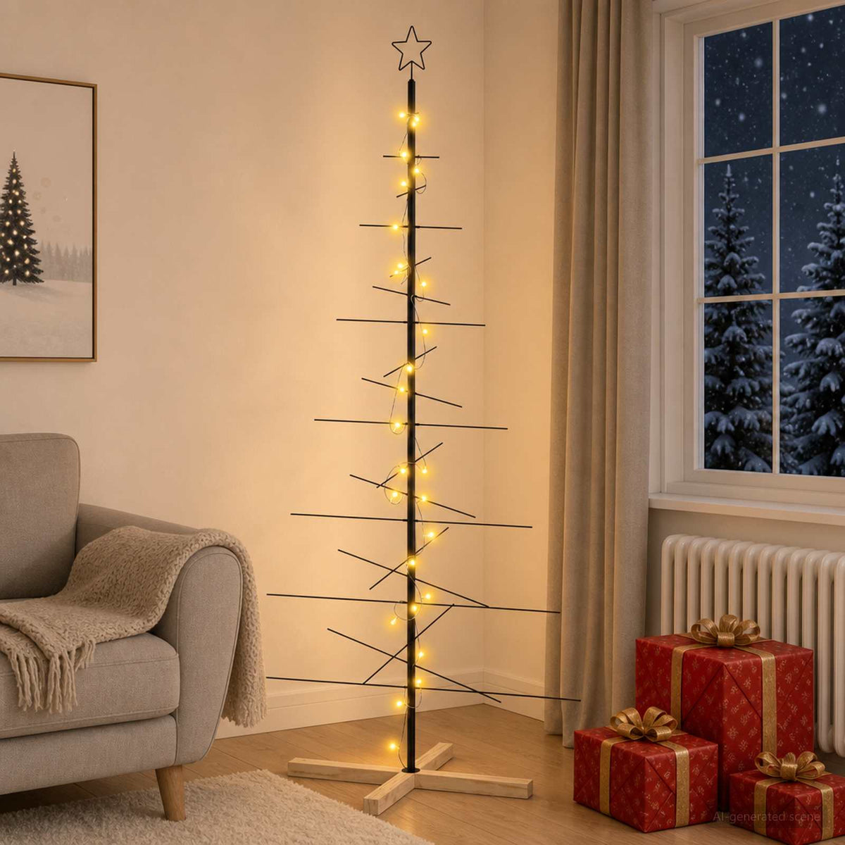 vidaXL Metalowa choinka ze stojakiem KUOPIO 180 cm Ciepła biel Stal