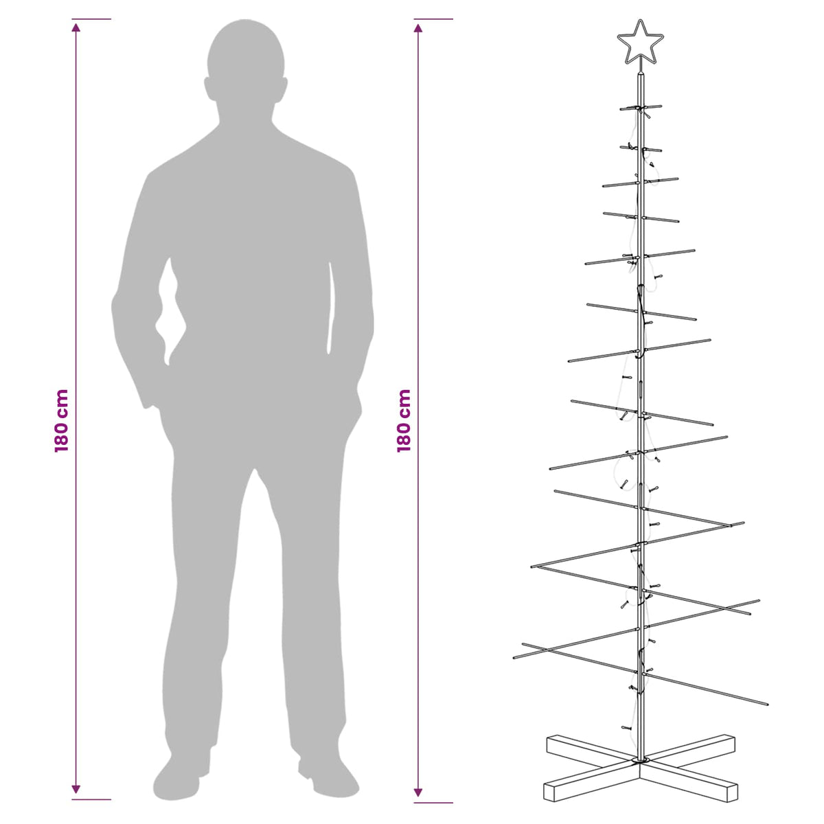 vidaXL Metalowa choinka ze stojakiem KUOPIO 180 cm Ciepła biel Stal