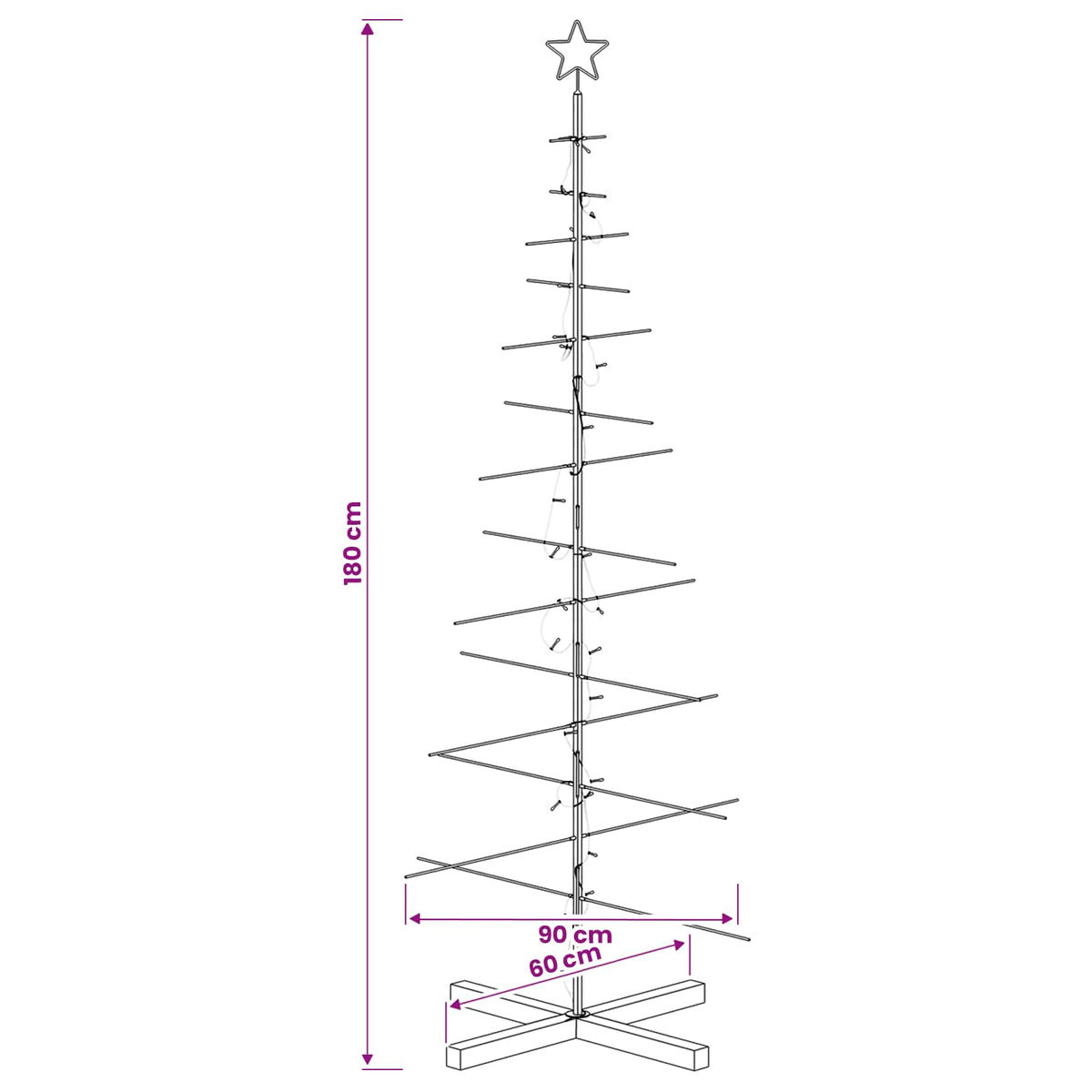 vidaXL Metalowa choinka ze stojakiem KUOPIO 180 cm Ciepła biel Stal