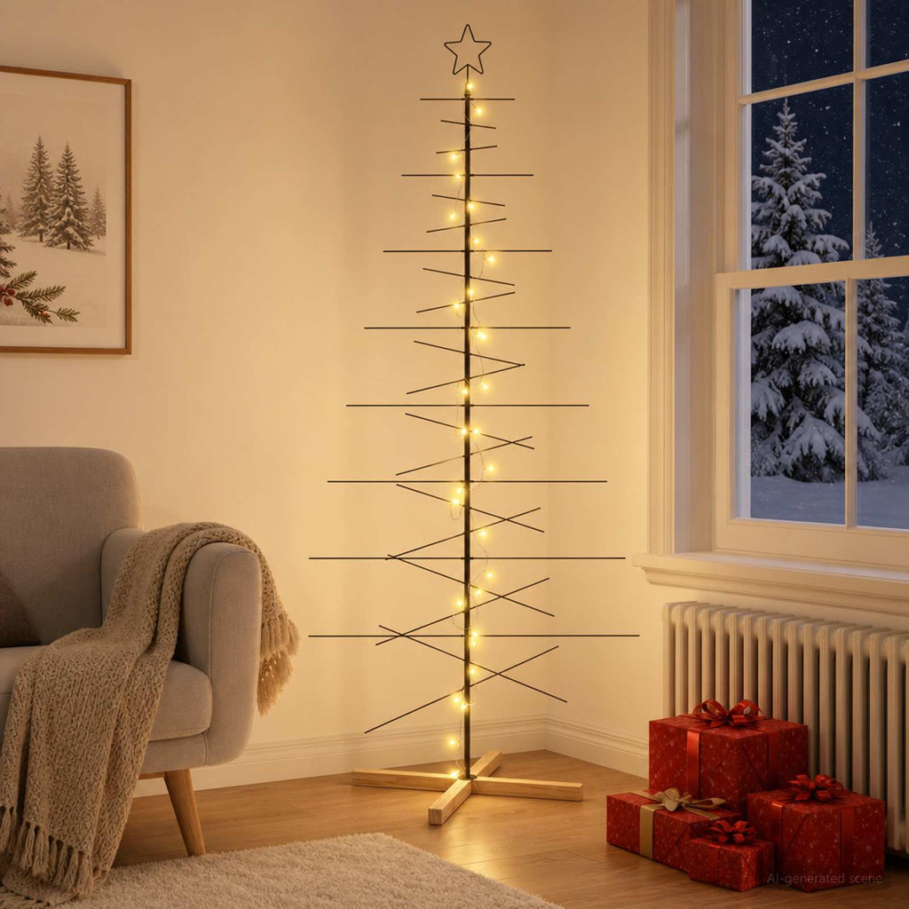 vidaXL Metalowa choinka ze stojakiem KUOPIO 210 cm Ciepła biel Stal