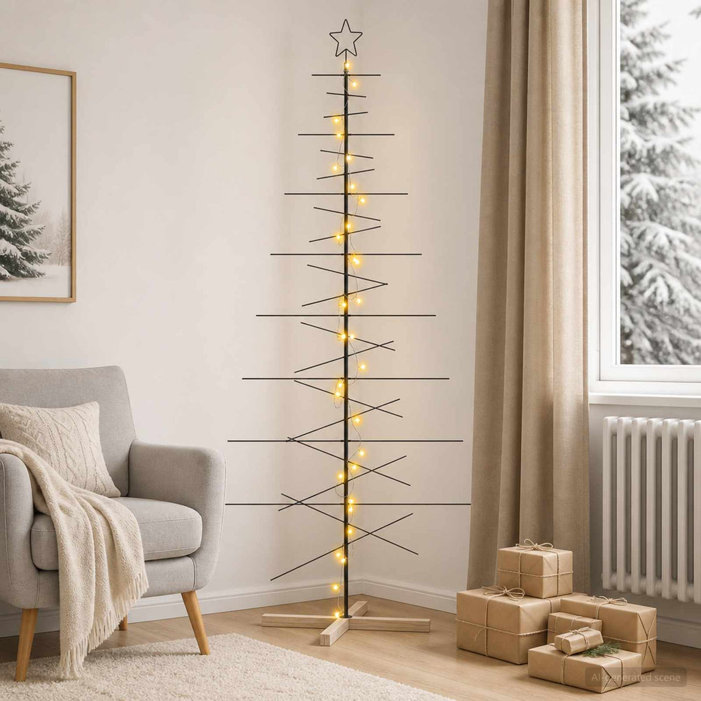 vidaXL Metalowa choinka ze stojakiem KUOPIO 210 cm Ciepła biel Stal