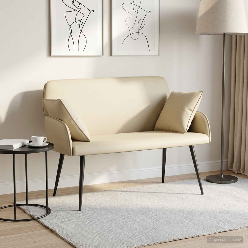 vidaXL Sofa dwuosobowa na metalowych nóżkach 2-osobowy kremowy