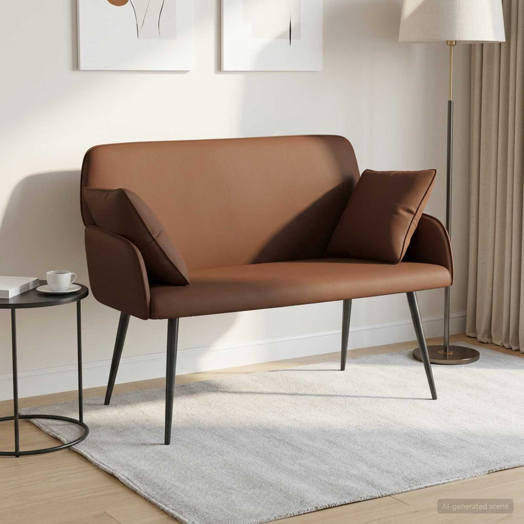 vidaXL Sofa dwuosobowa na metalowych nóżkach 2-osobowy brązowy