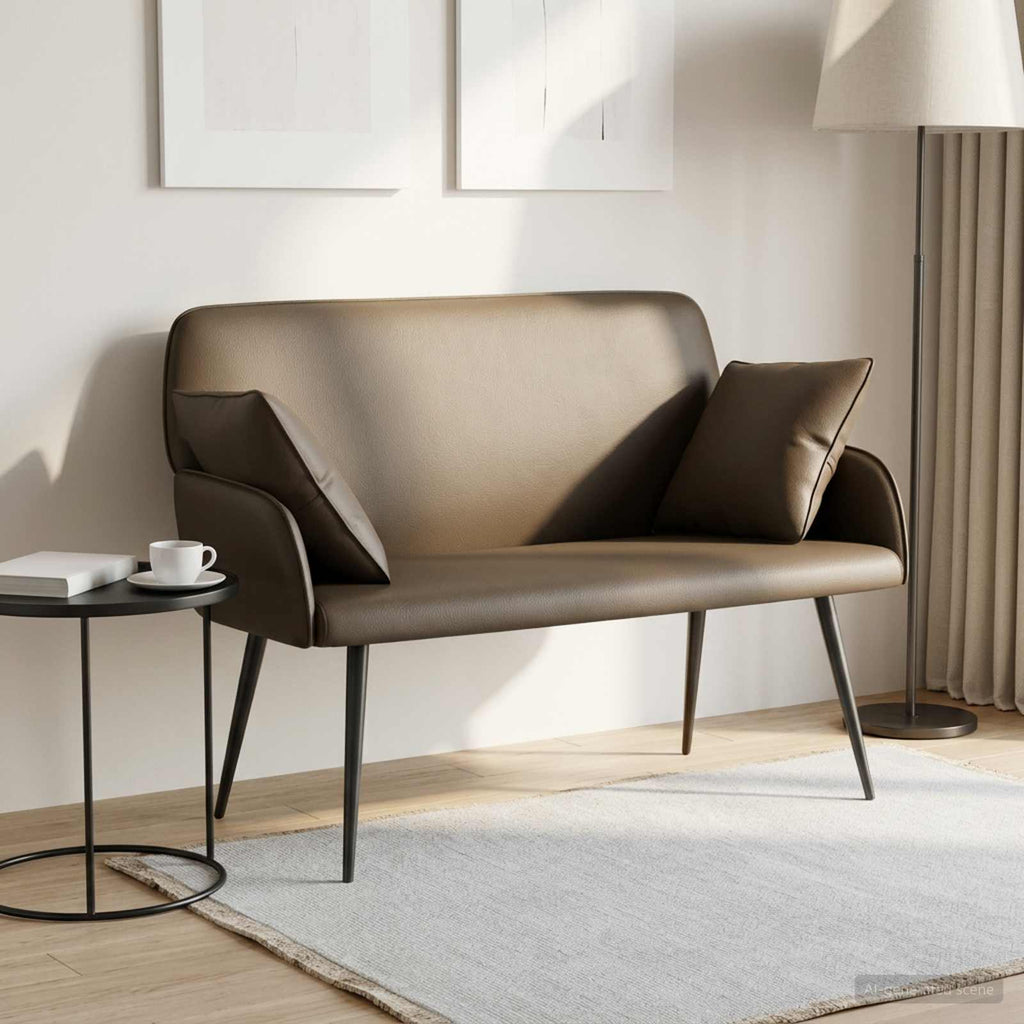 vidaXL Sofa dwuosobowa na metalowych nóżkach 2-osobowy Szary Ekoskóra