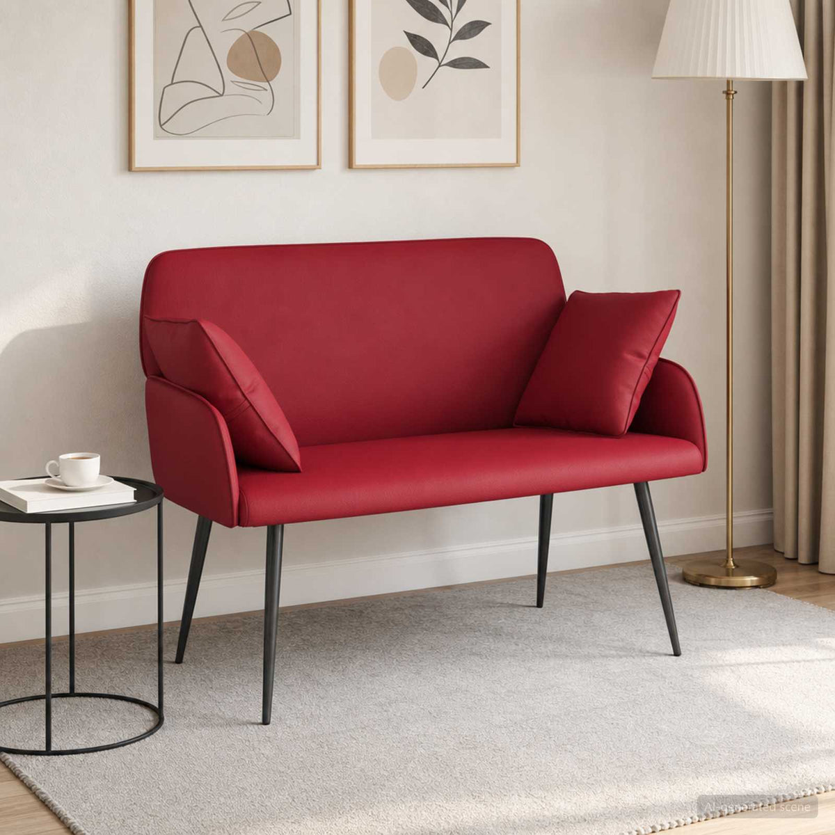 vidaXL Sofa dwuosobowa na metalowych nóżkach 2-osobowy Czerwone wino