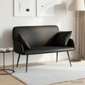 vidaXL Sofa dwuosobowa na metalowych nóżkach 2-osobowy Czarny Ekoskóra