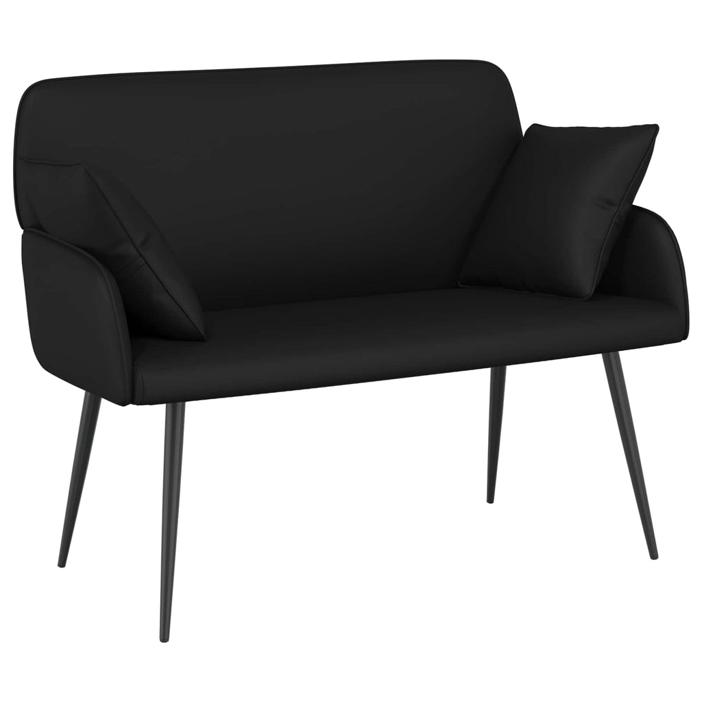 vidaXL Sofa dwuosobowa na metalowych nóżkach 2-osobowy Czarny Ekoskóra