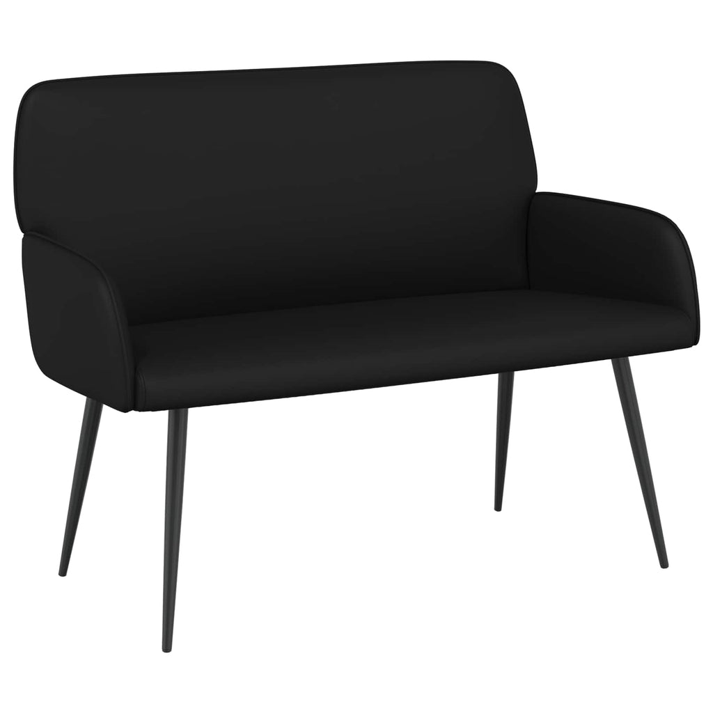 vidaXL Sofa dwuosobowa na metalowych nóżkach 2-osobowy Czarny Ekoskóra