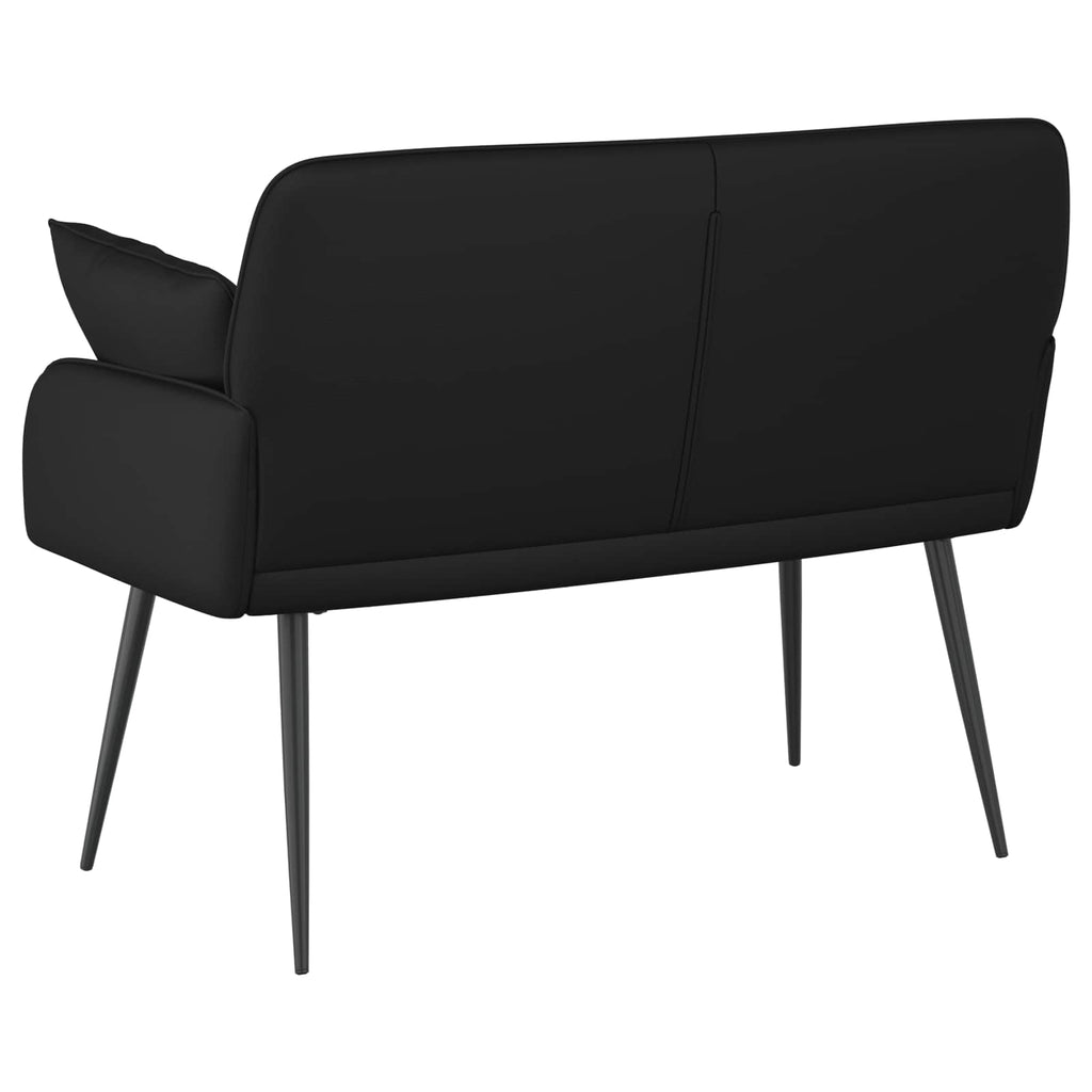 vidaXL Sofa dwuosobowa na metalowych nóżkach 2-osobowy Czarny Ekoskóra