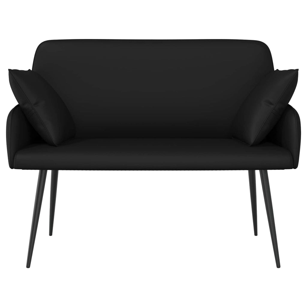 vidaXL Sofa dwuosobowa na metalowych nóżkach 2-osobowy Czarny Ekoskóra