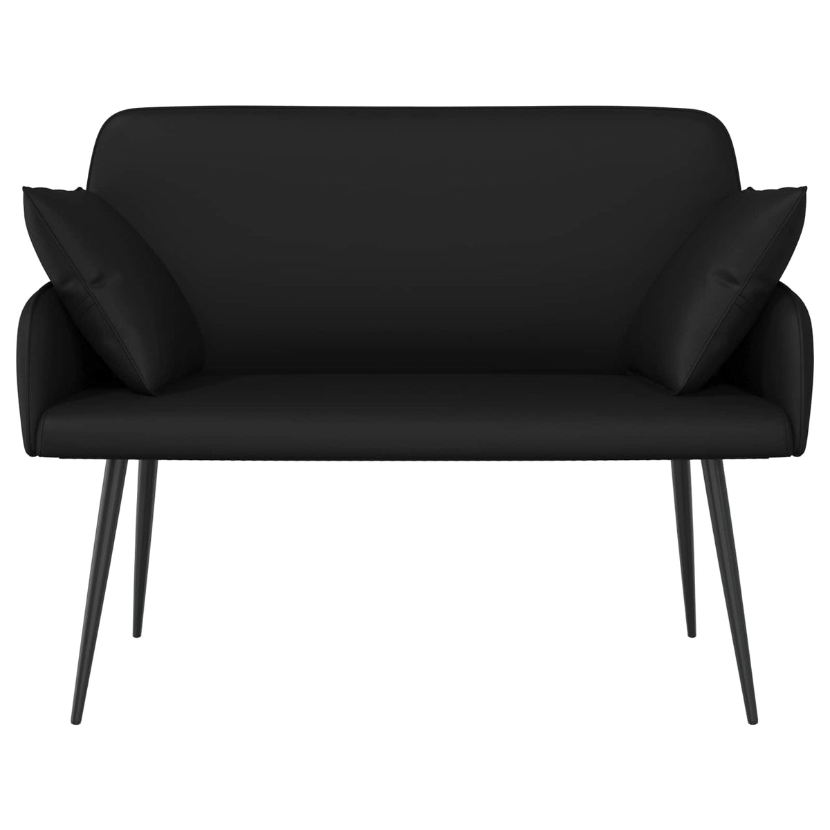 vidaXL Sofa dwuosobowa na metalowych nóżkach 2-osobowy Czarny Ekoskóra