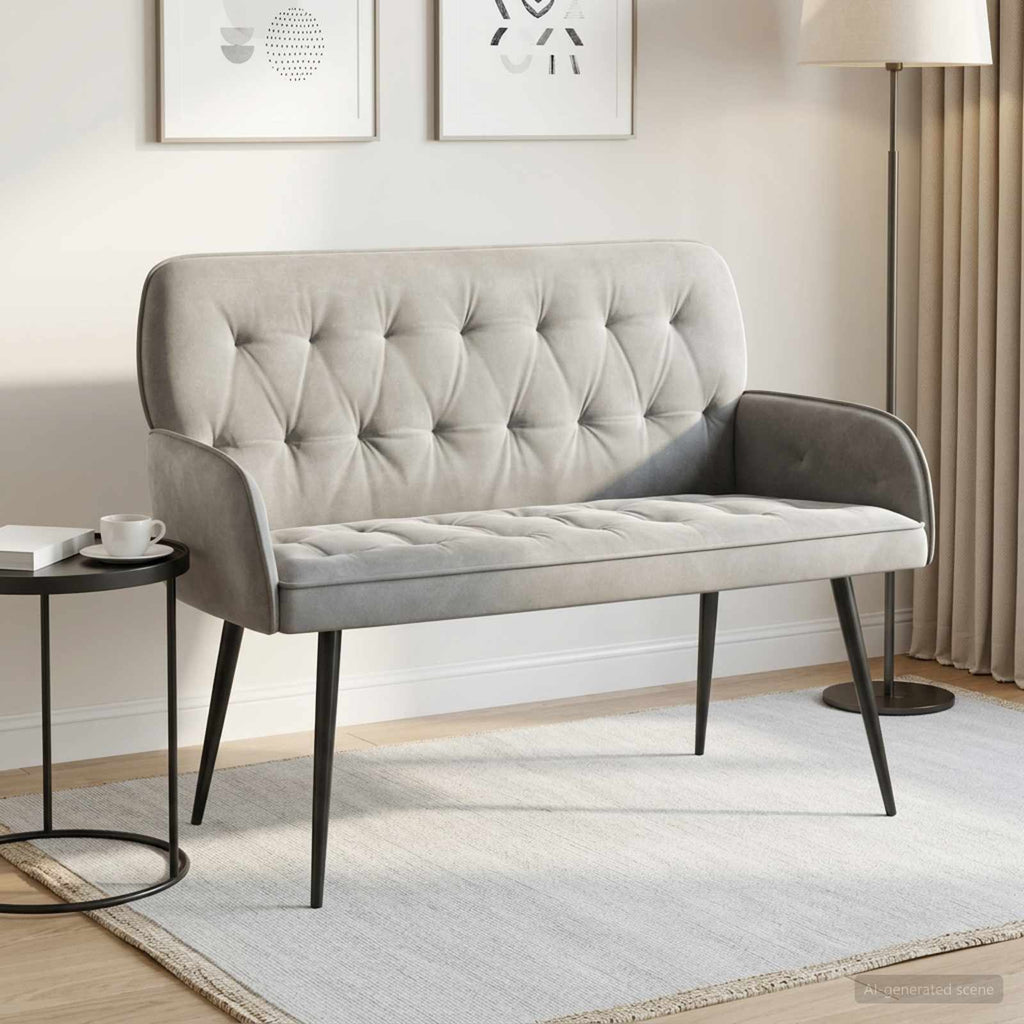 vidaXL Sofa dwuosobowa z metalowymi nóżkami 2-osobowy jasnoszary Welur