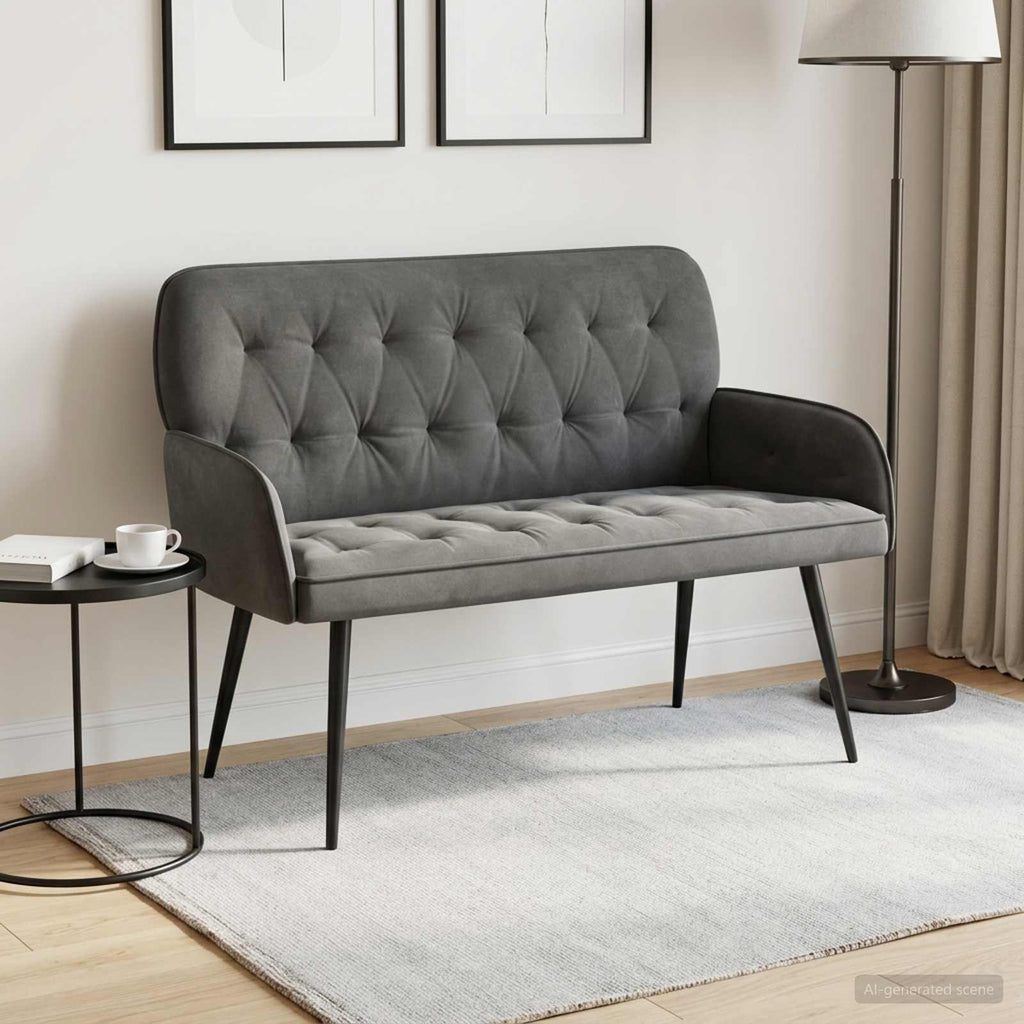vidaXL Sofa dwuosobowa z metalowymi nóżkami 2-osobowy ciemnoszary