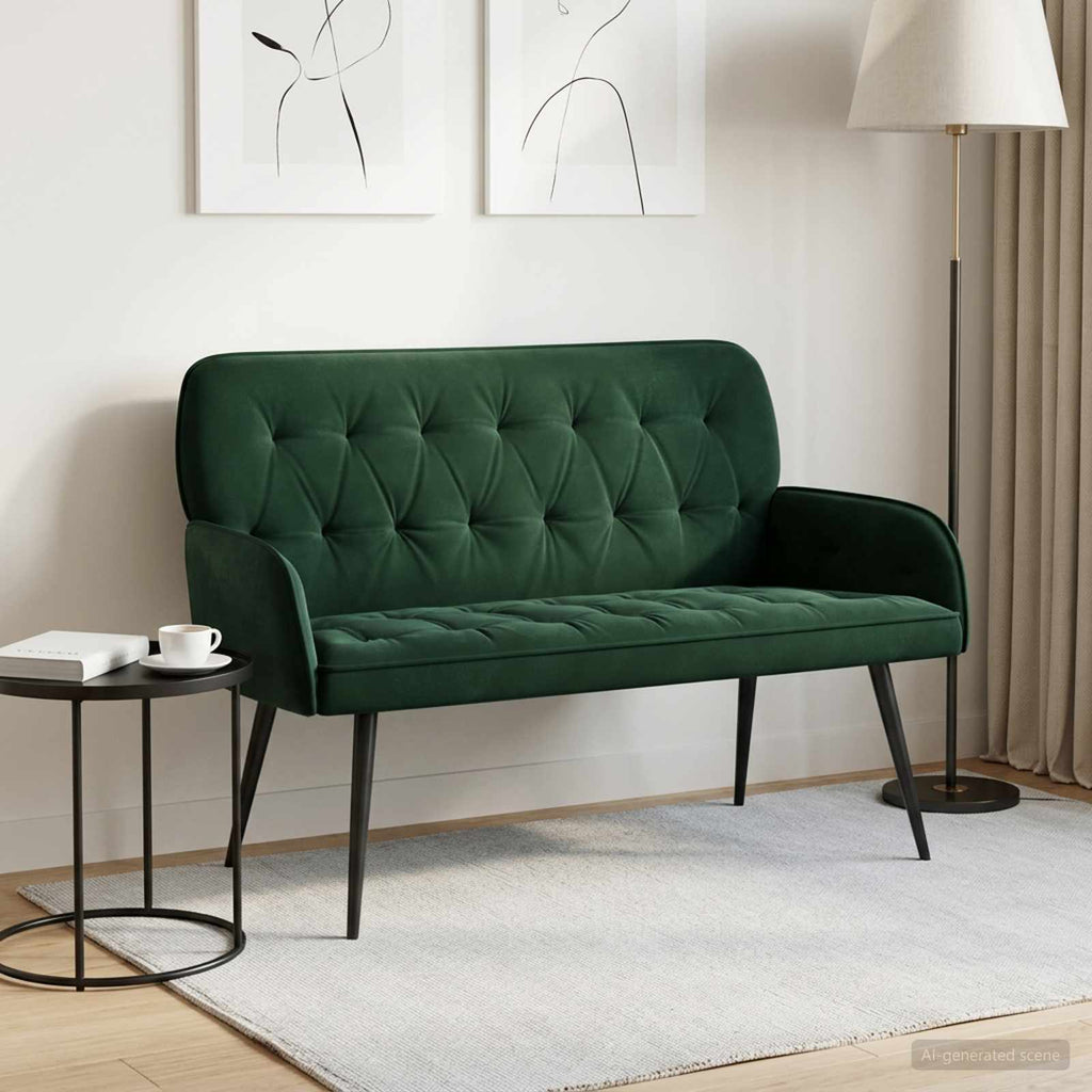 vidaXL Sofa dwuosobowa z metalowymi nóżkami 2-osobowy Ciemnozielony