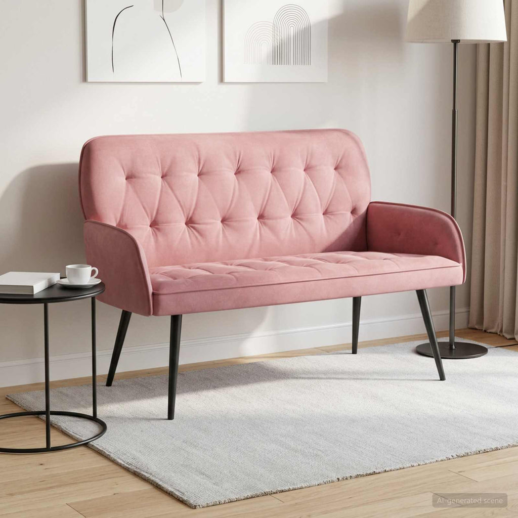 vidaXL Sofa dwuosobowa z metalowymi nóżkami 2-osobowy różowy Welur