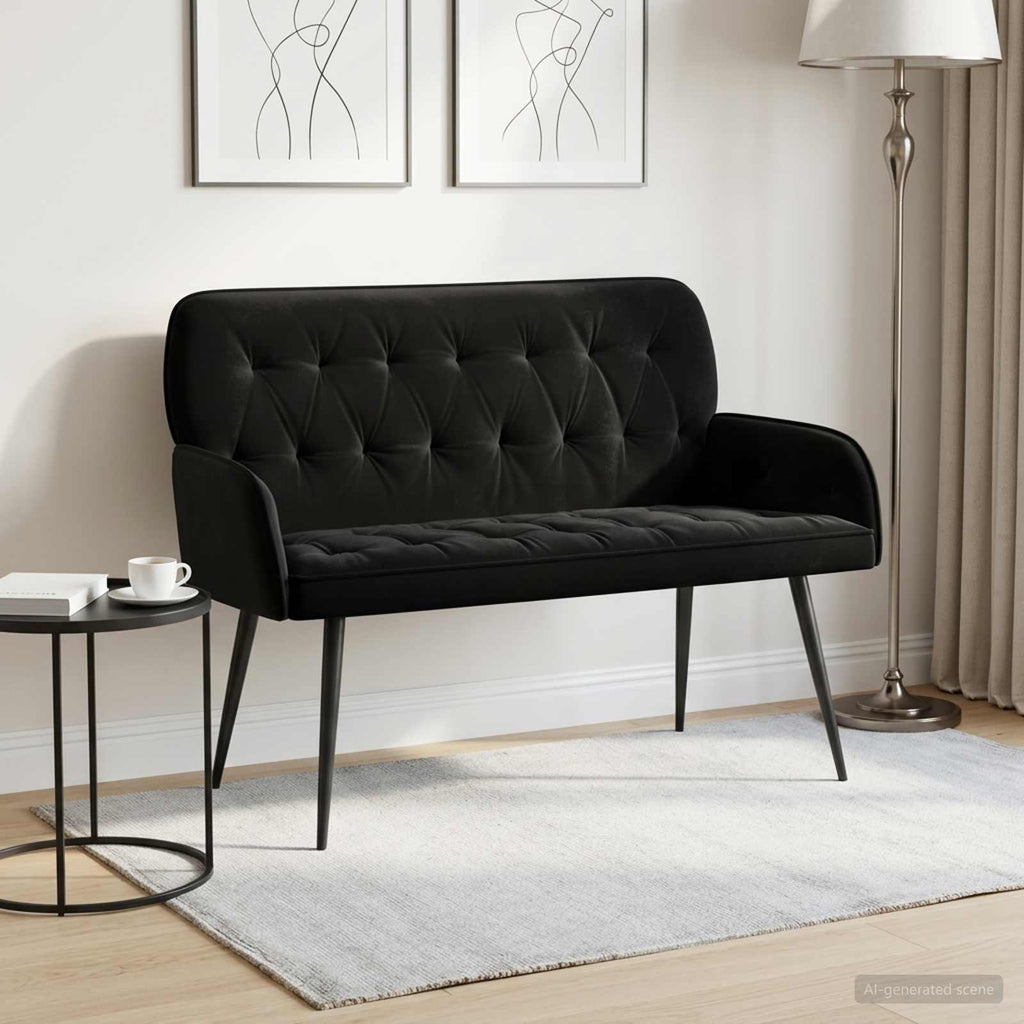vidaXL Sofa dwuosobowa z metalowymi nóżkami 2-osobowy Czarny Welur
