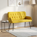 vidaXL Sofa dwuosobowa z metalowymi nóżkami 2-osobowy żółty Welur