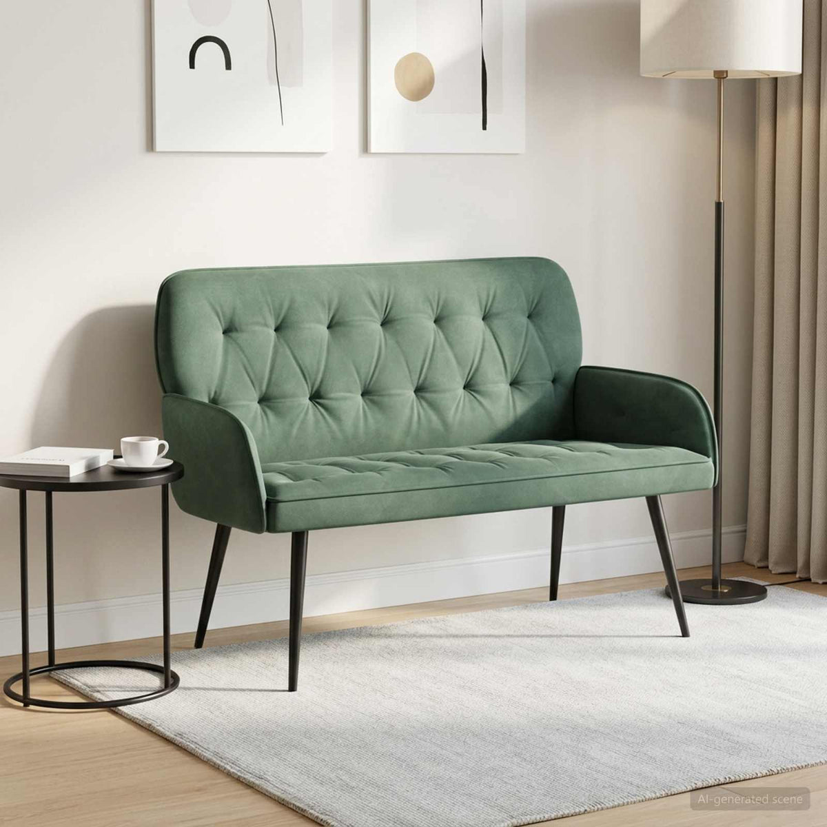 vidaXL Sofa dwuosobowa z metalowymi nóżkami 2-osobowy Zielony morski