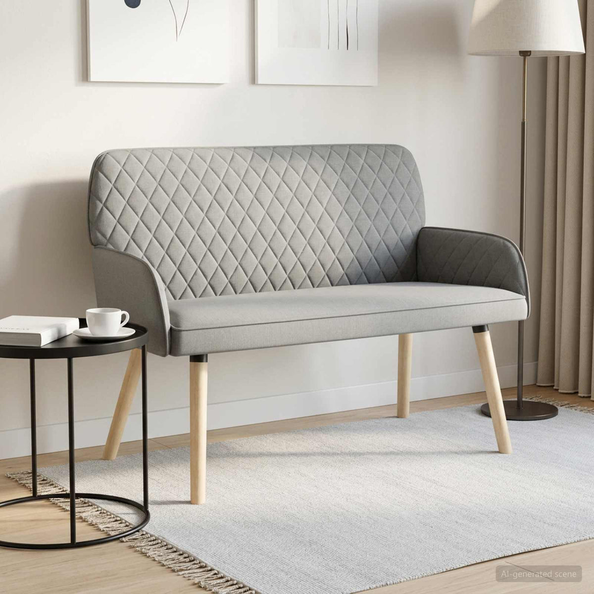 vidaXL Sofa dwuosobowa na nogach z litego drewna 2-osobowy jasnoszary