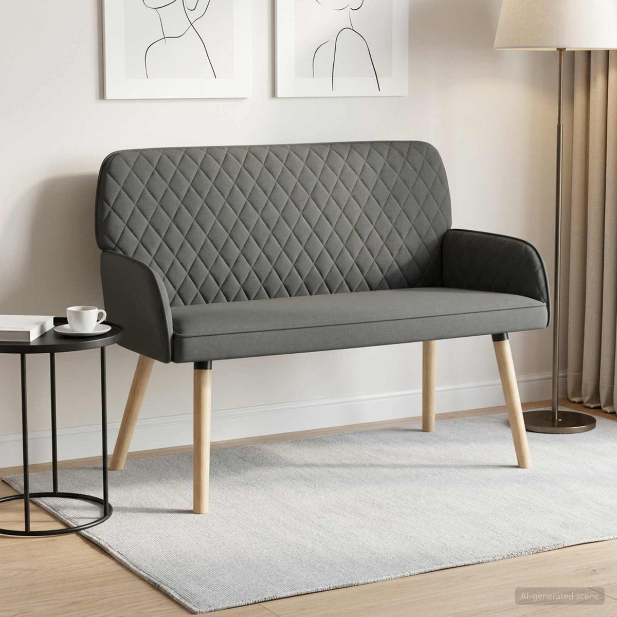vidaXL Sofa dwuosobowa na nogach z litego drewna 2-osobowy ciemnoszary