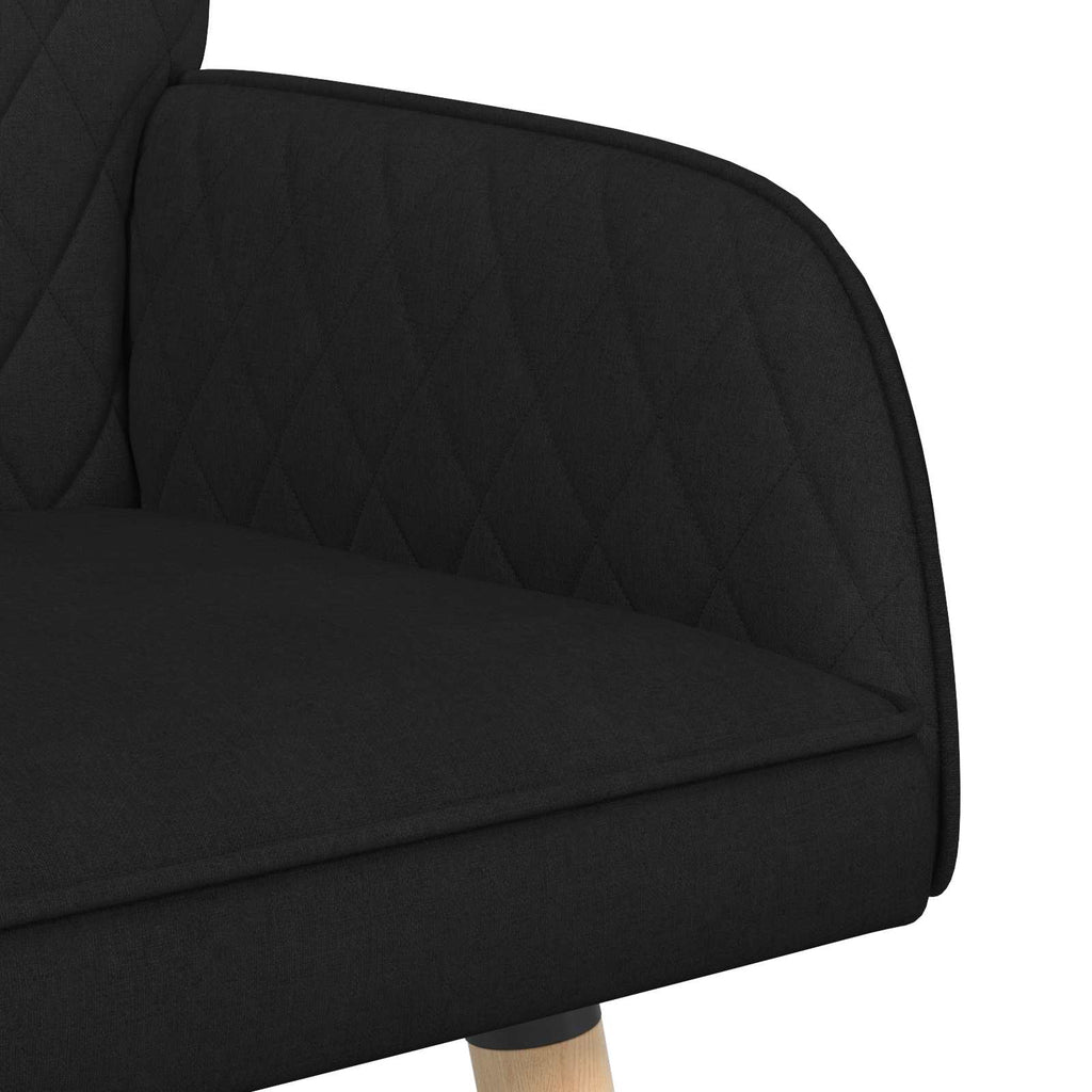 vidaXL Sofa dwuosobowa na nogach z litego drewna 2-osobowy Czarny