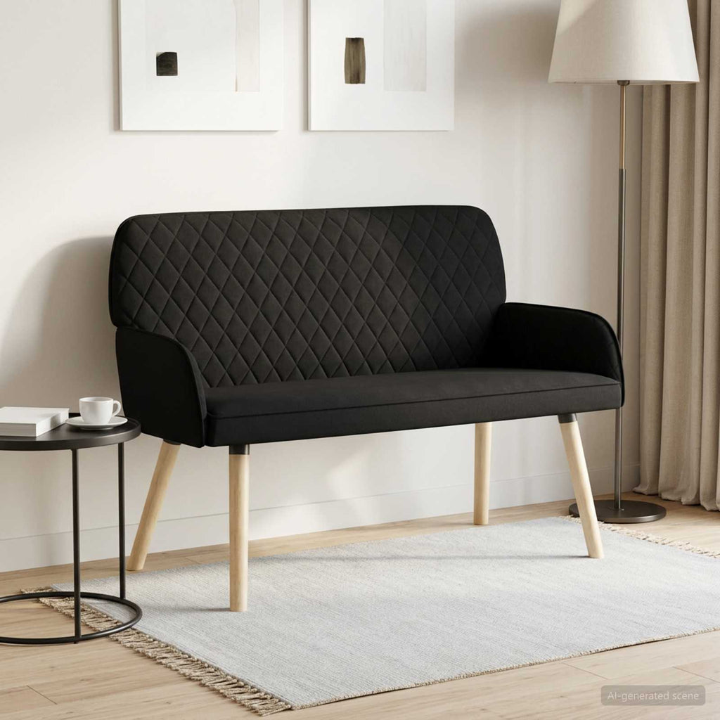 vidaXL Sofa dwuosobowa na nogach z litego drewna 2-osobowy Czarny