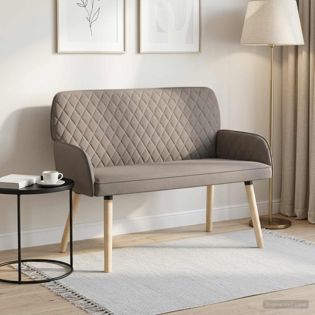 vidaXL Sofa dwuosobowa na nogach z litego drewna 2-osobowy Szarobeżowy