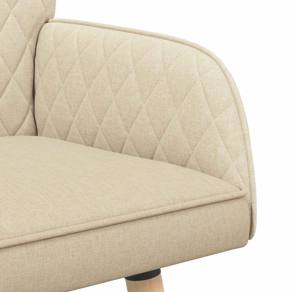 vidaXL Sofa dwuosobowa na nogach z litego drewna 2-osobowy kremowy