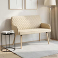 vidaXL Sofa dwuosobowa na nogach z litego drewna 2-osobowy kremowy
