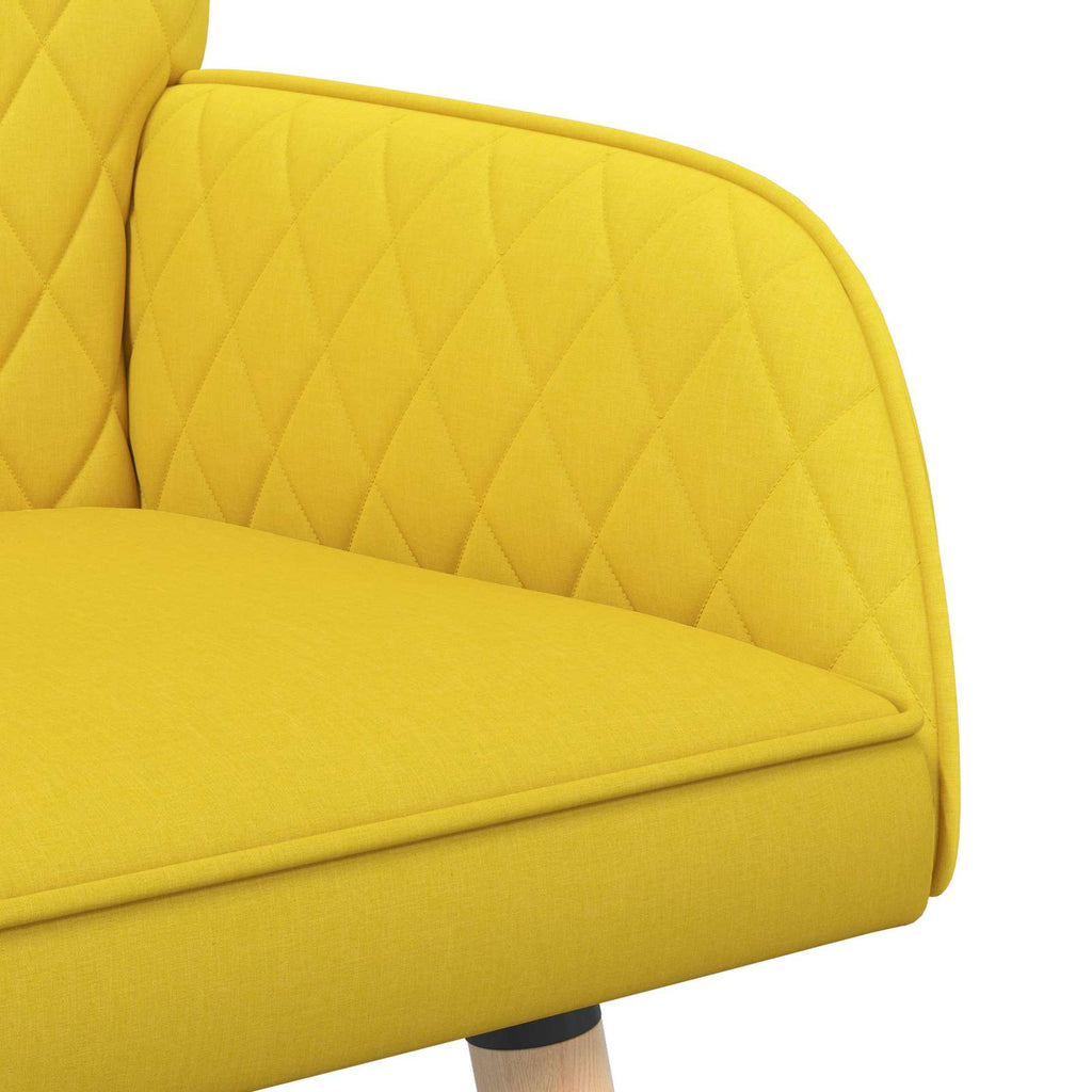 vidaXL Sofa dwuosobowa na nogach z litego drewna 2-osobowy Jasnożółty