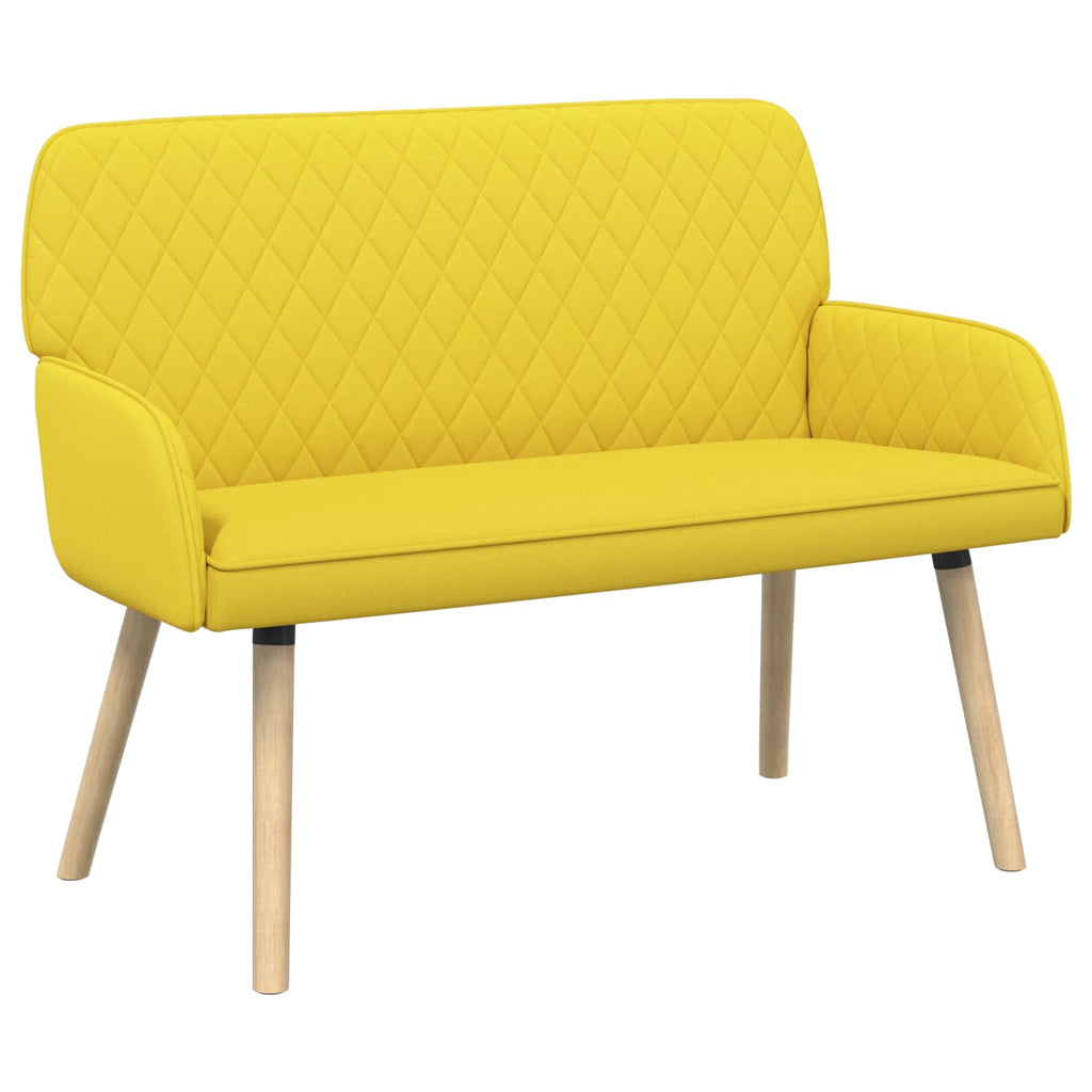 vidaXL Sofa dwuosobowa na nogach z litego drewna 2-osobowy Jasnożółty