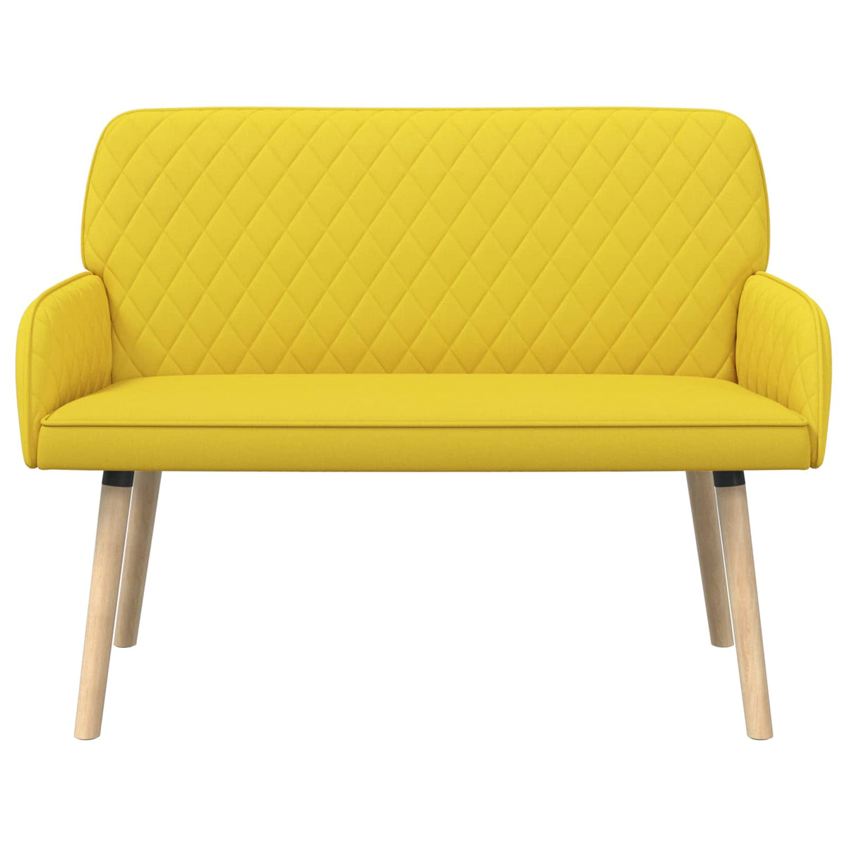 vidaXL Sofa dwuosobowa na nogach z litego drewna 2-osobowy Jasnożółty
