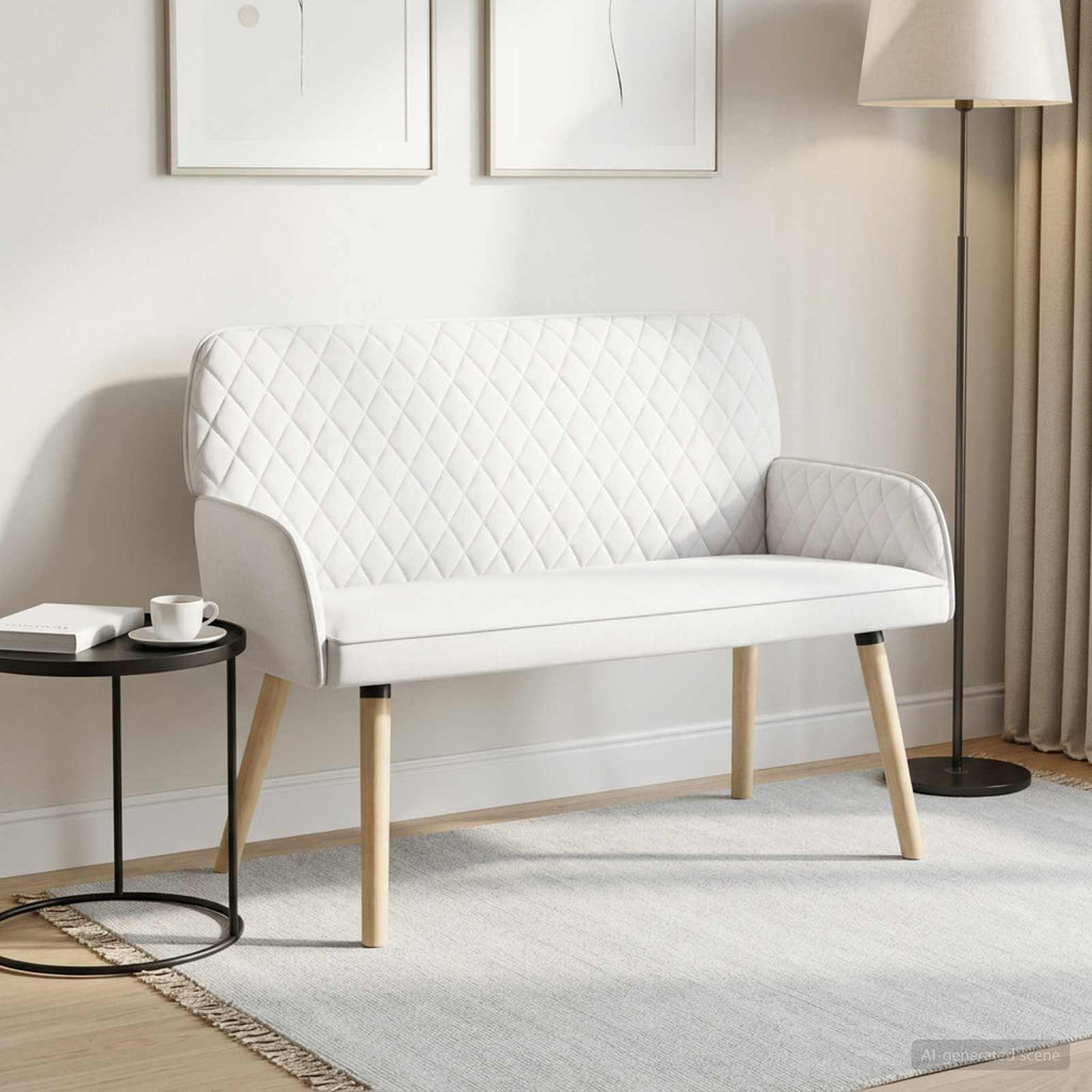 vidaXL Sofa dwuosobowa na nogach z litego drewna 2-osobowy Biały