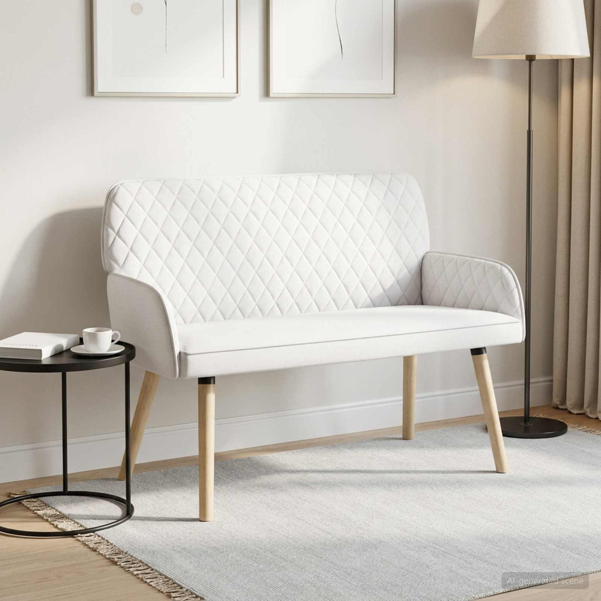 vidaXL Sofa dwuosobowa na nogach z litego drewna 2-osobowy Biały