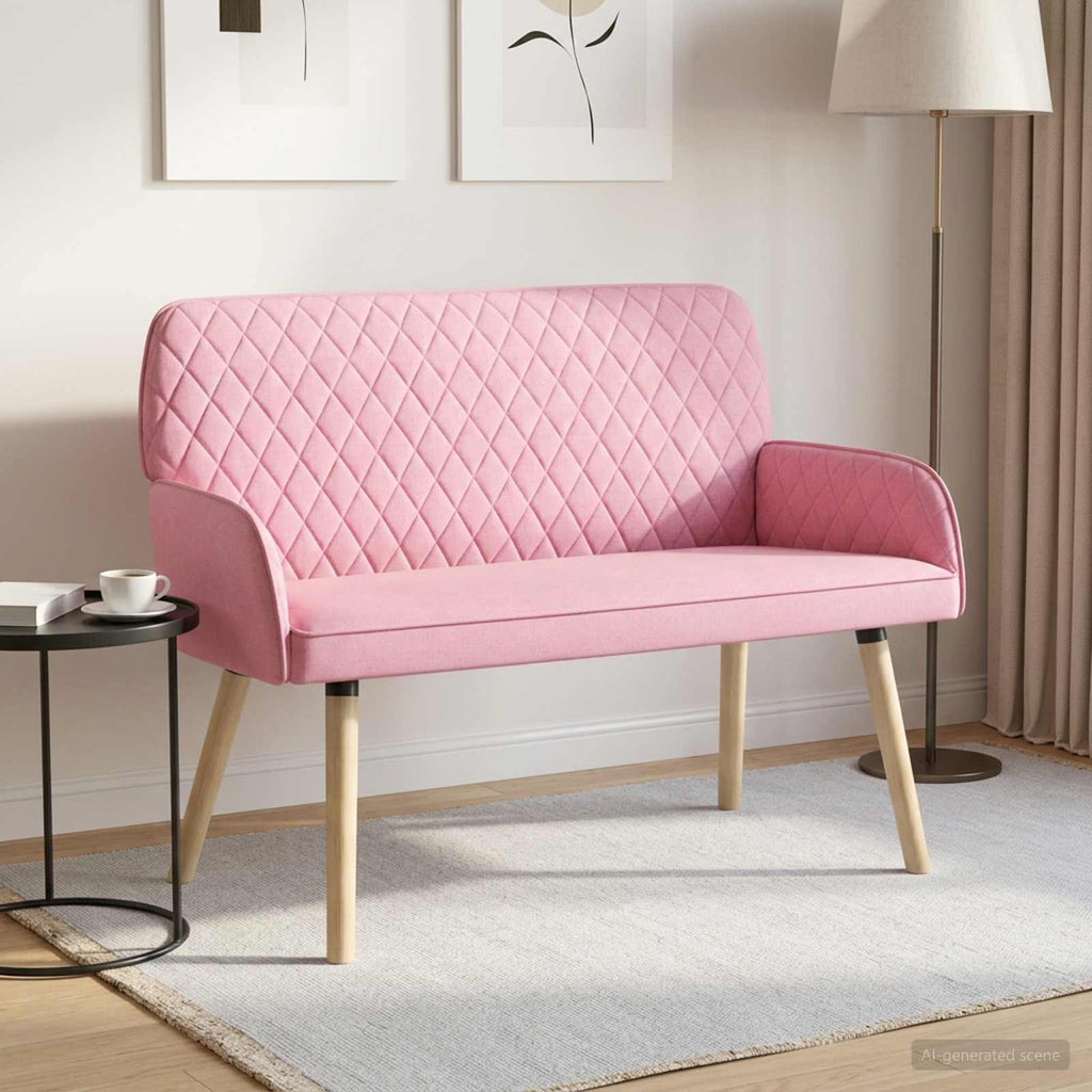 vidaXL Sofa dwuosobowa na nogach z litego drewna 2-osobowy różowy