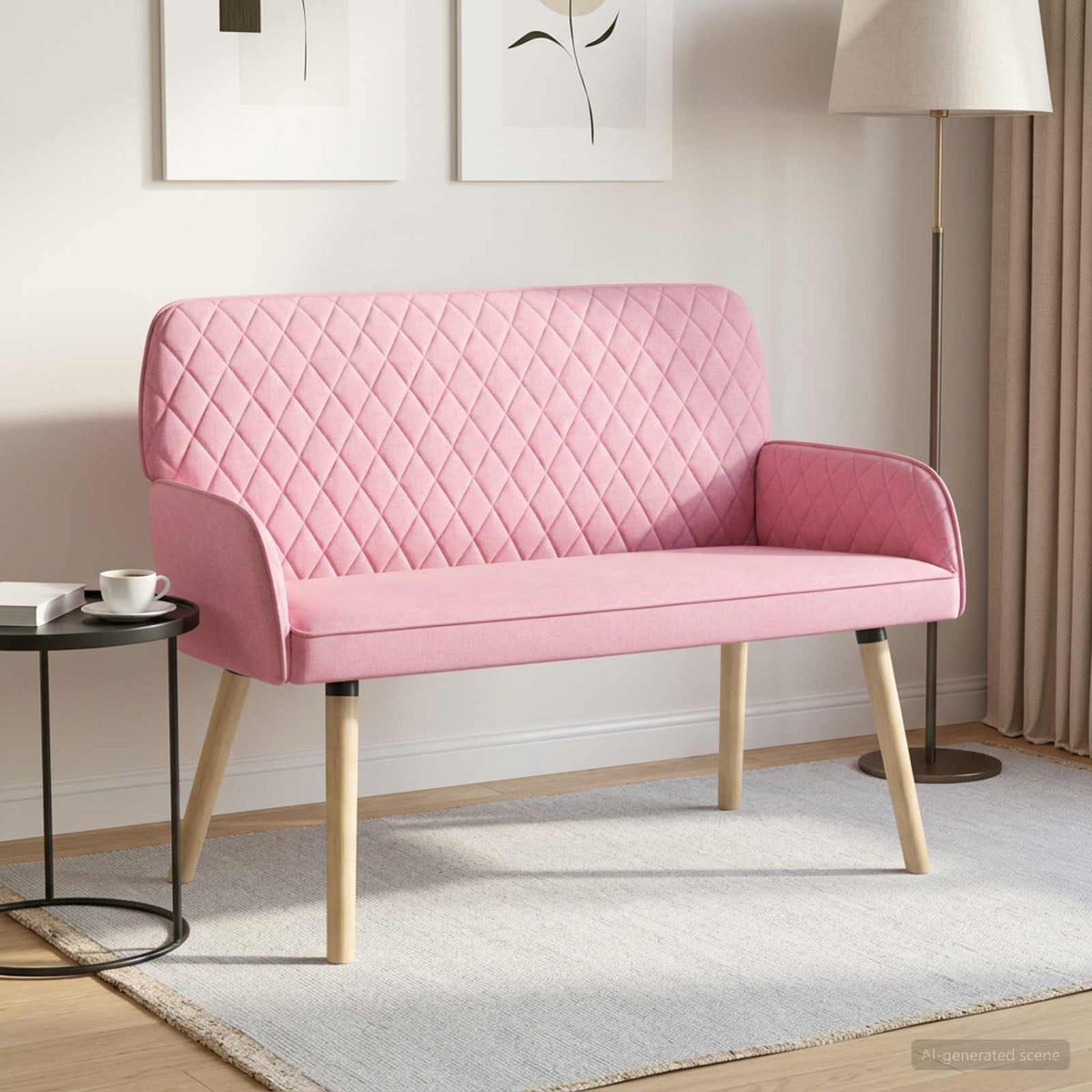 vidaXL Sofa dwuosobowa na nogach z litego drewna 2-osobowy różowy