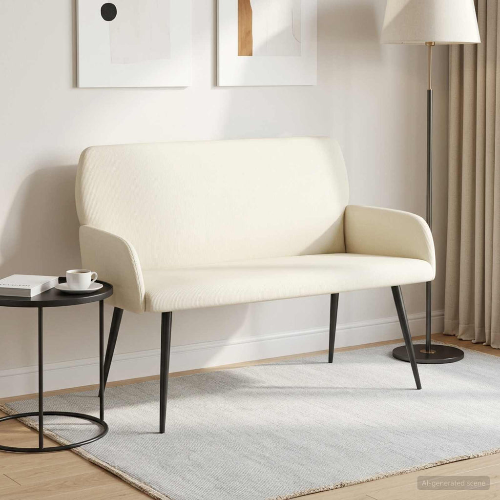 vidaXL Sofa dwuosobowa na metalowych nóżkach 2-osobowy kremowy