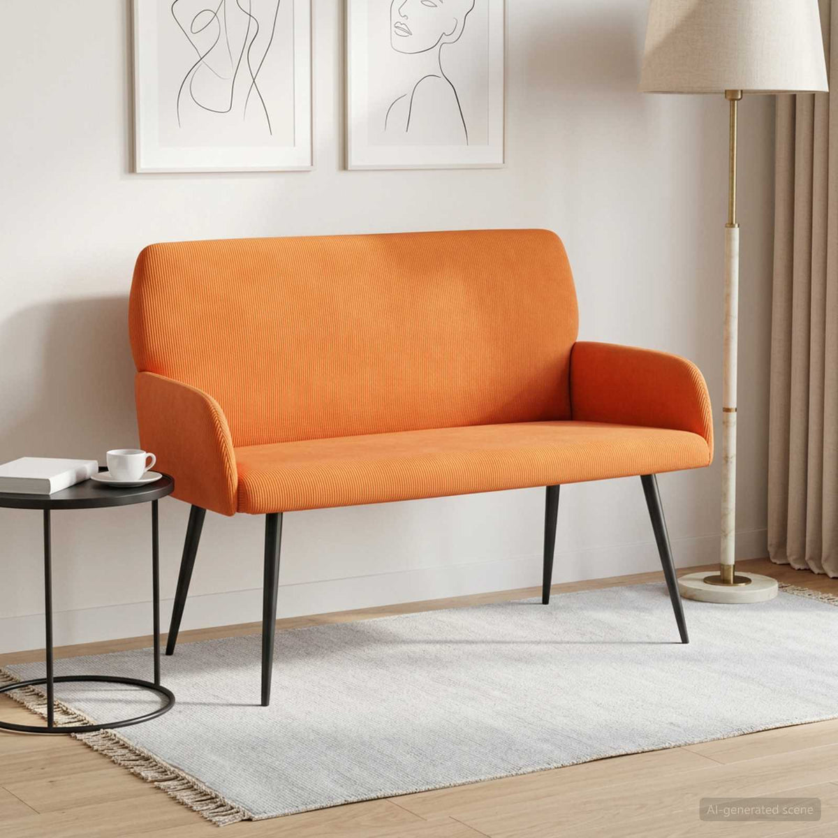 vidaXL Sofa dwuosobowa na metalowych nóżkach 2-osobowy pomarańczowy
