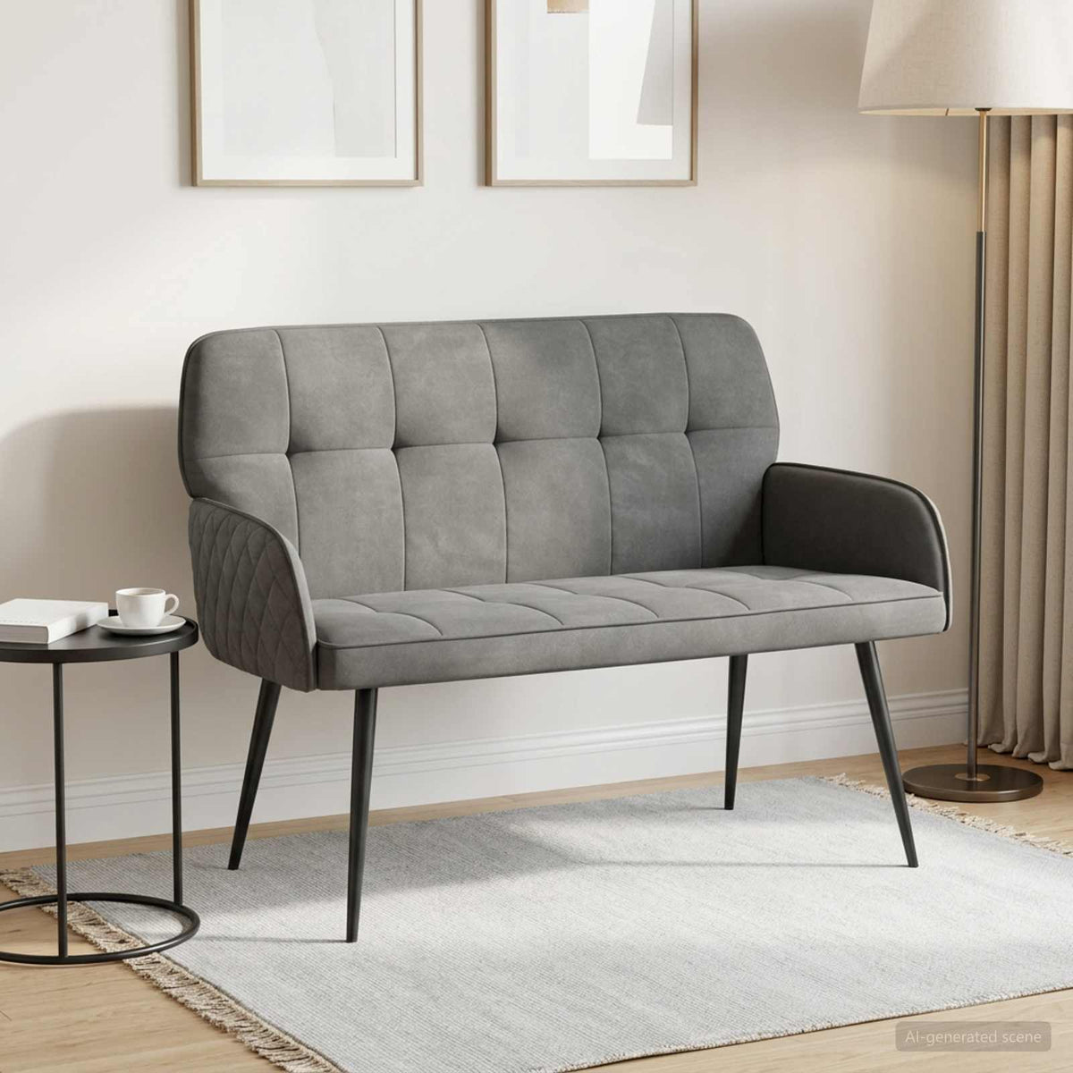 vidaXL Sofa dwuosobowa na metalowych nóżkach 2-osobowy ciemnoszary