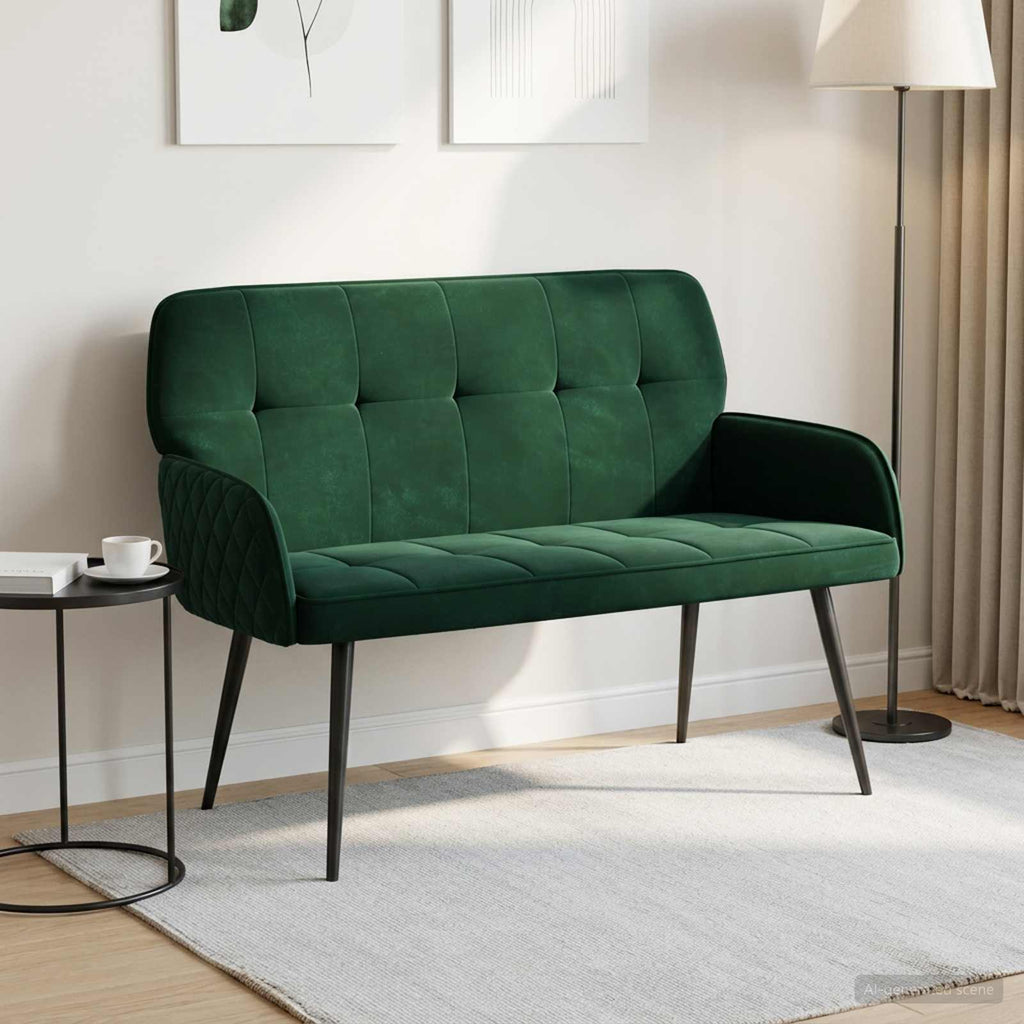 vidaXL Sofa dwuosobowa na metalowych nóżkach 2-osobowy Ciemnozielony