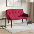 vidaXL Sofa dwuosobowa na metalowych nóżkach 2-osobowy Czerwone wino