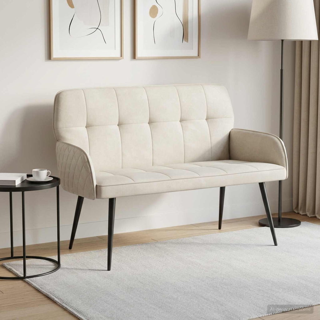 vidaXL Sofa dwuosobowa na metalowych nóżkach 2-osobowy kremowy Welur