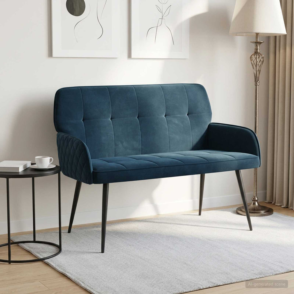 vidaXL Sofa dwuosobowa na metalowych nóżkach 2-osobowy niebieski Welur