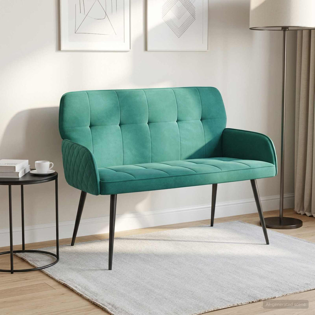 vidaXL Sofa dwuosobowa na metalowych nóżkach 2-osobowy Turkusowy Welur