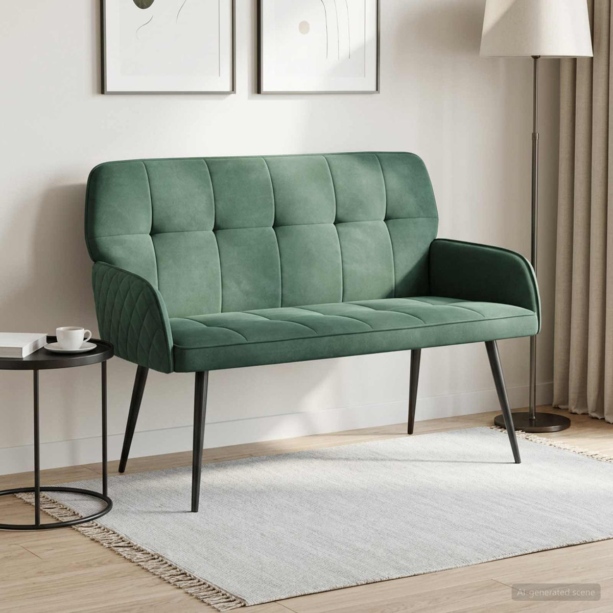 vidaXL Sofa dwuosobowa na metalowych nóżkach 2-osobowy Zielony morski