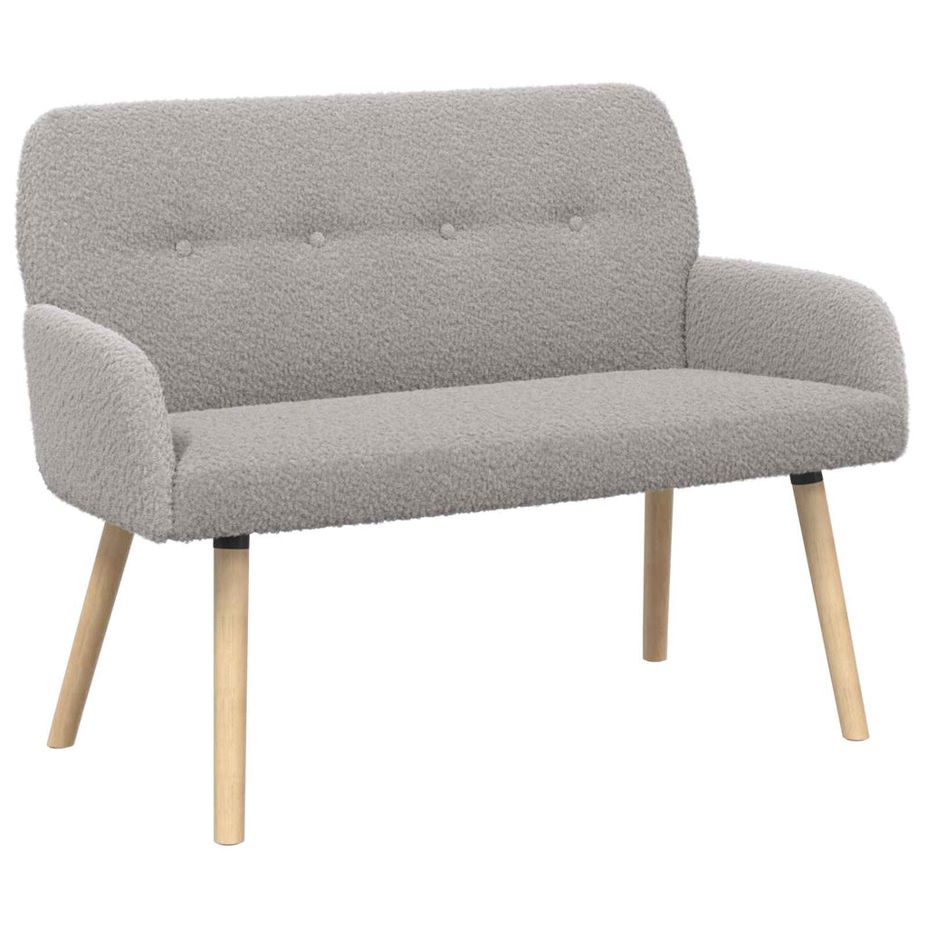 vidaXL Sofa dwuosobowa na nogach z litego drewna jasnoszary Bouclé