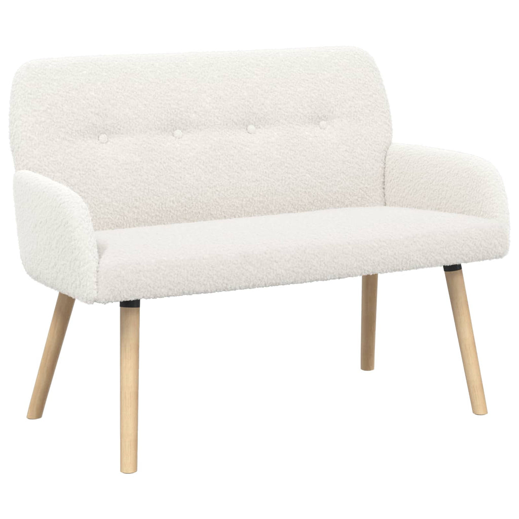 vidaXL Sofa dwuosobowa na nogach z litego drewna kremowy Bouclé