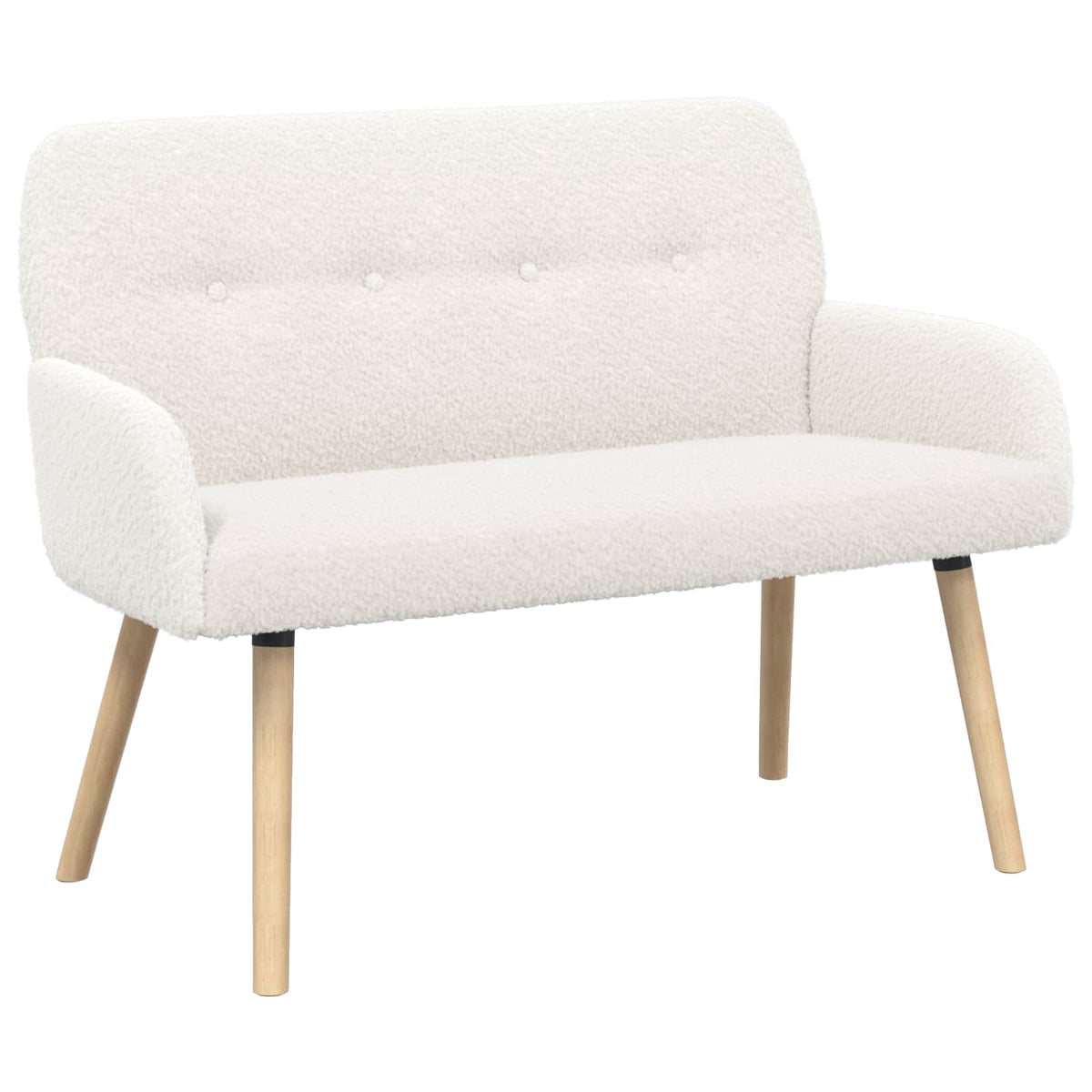 vidaXL Sofa dwuosobowa na nogach z litego drewna kremowy Bouclé