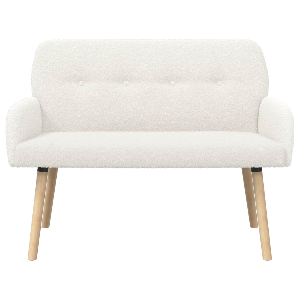 vidaXL Sofa dwuosobowa na nogach z litego drewna kremowy Bouclé
