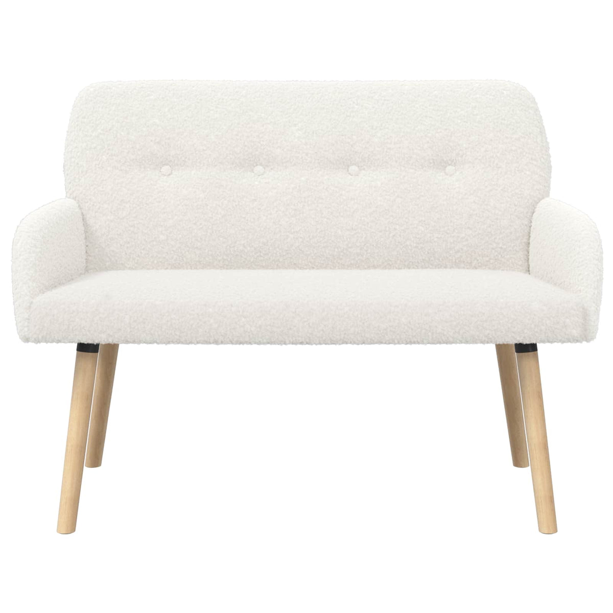 vidaXL Sofa dwuosobowa na nogach z litego drewna kremowy Bouclé